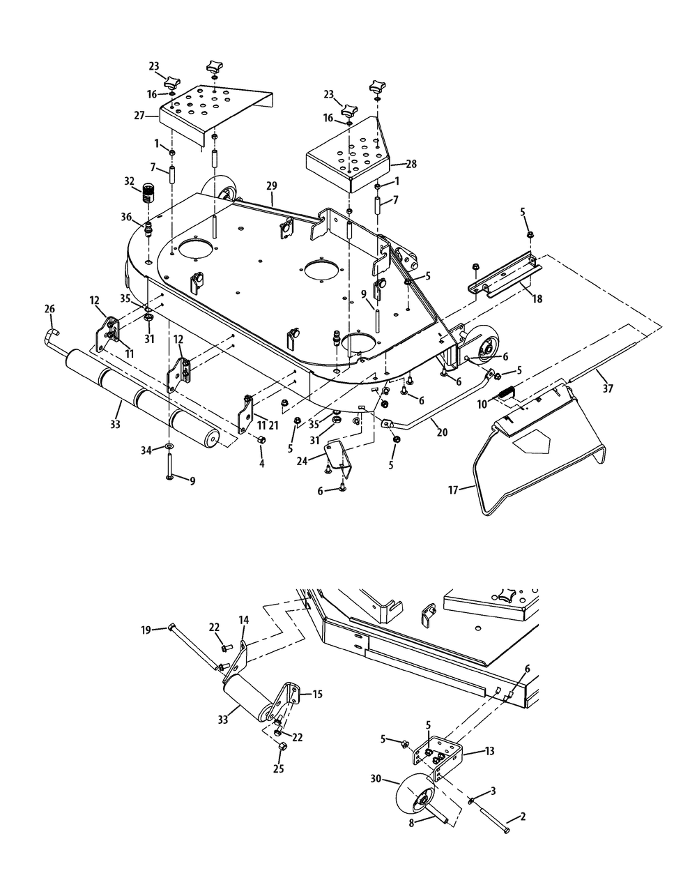 Deck Assembly Diagram and Parts List for Z-FORCEPRO48-KH 53BH3AGN050-22HP Cub Cadet Lawn Tractor
